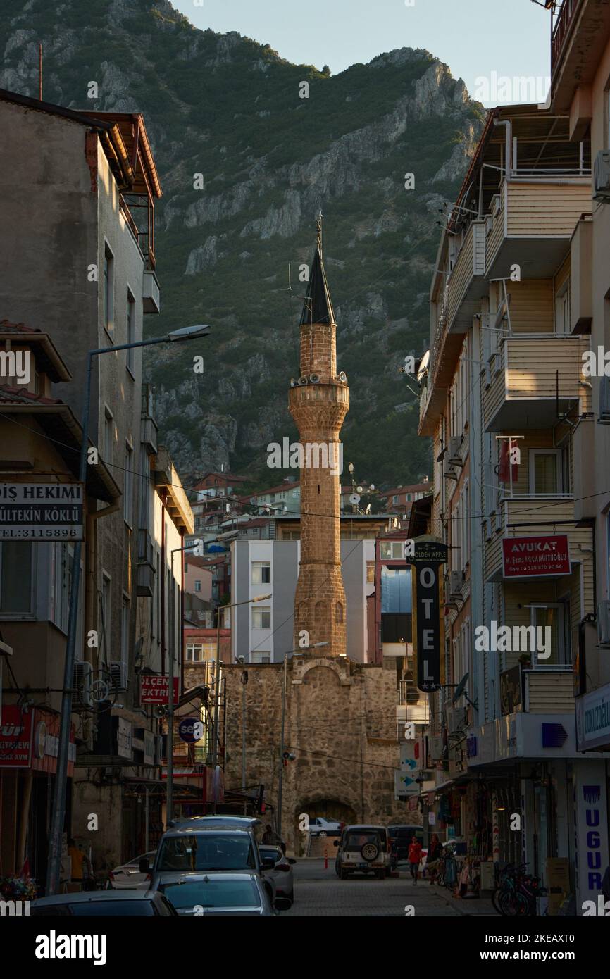 Altes türkisches Minarett in Egirdir, Türkei Stockfoto