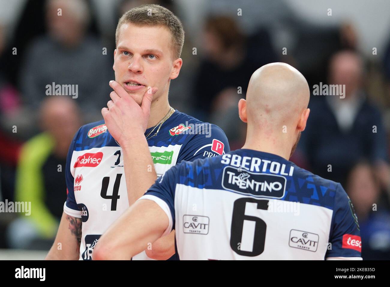 Trento, Italien, 10. November 2022ITAS Trentino VS Decospan VT Menen gültig für den ersten Tag des CEV Männer Volleyball Champions League 2022 - Pool D Turniers am 10. November 2022 in der BLM Group Arena in Trient, Stockfoto