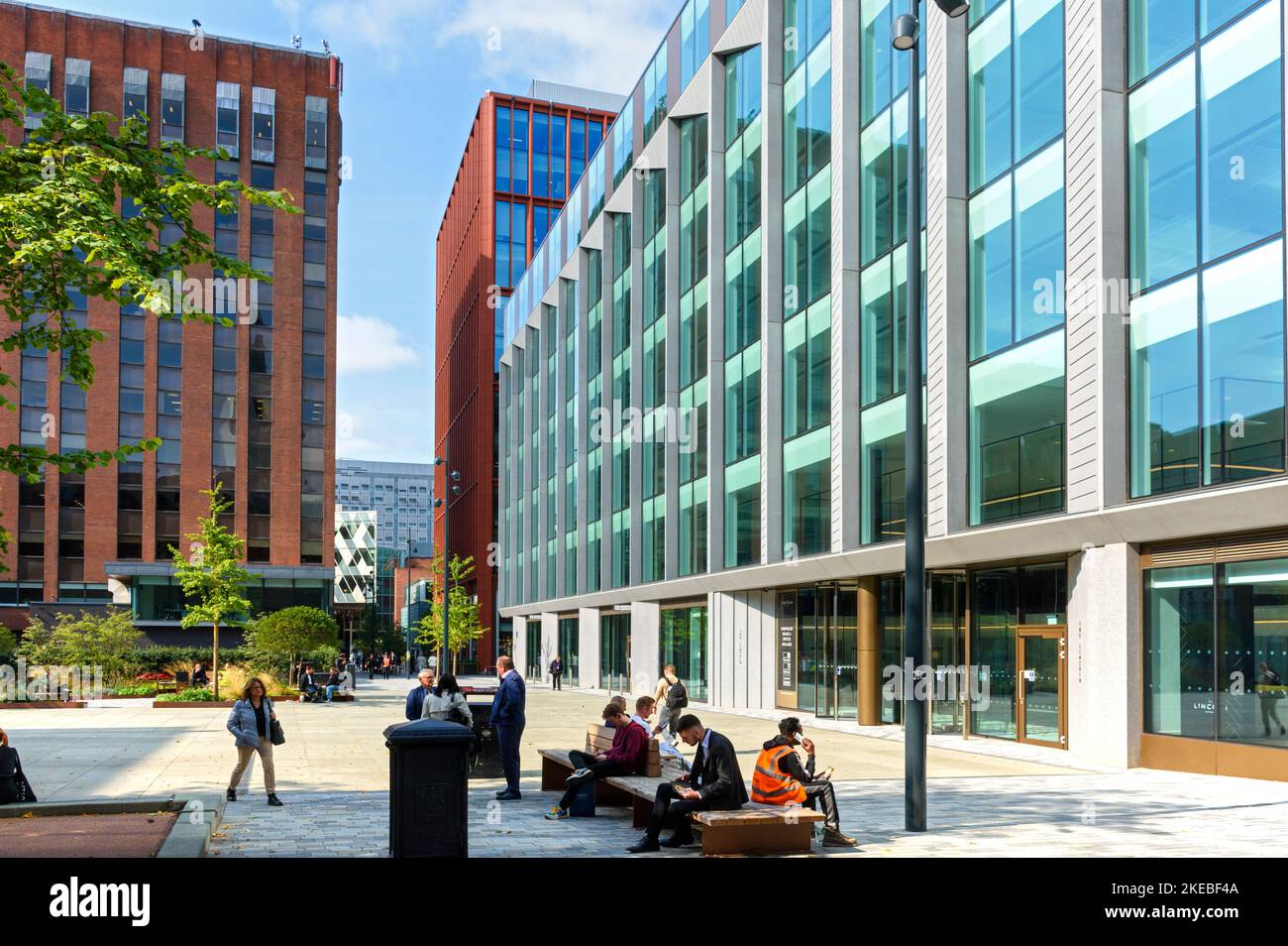 Centurion House, 125 Deansgate und die Lincoln-Bürogebäude, vom Lincoln Square, Manchester, England, Großbritannien Stockfoto