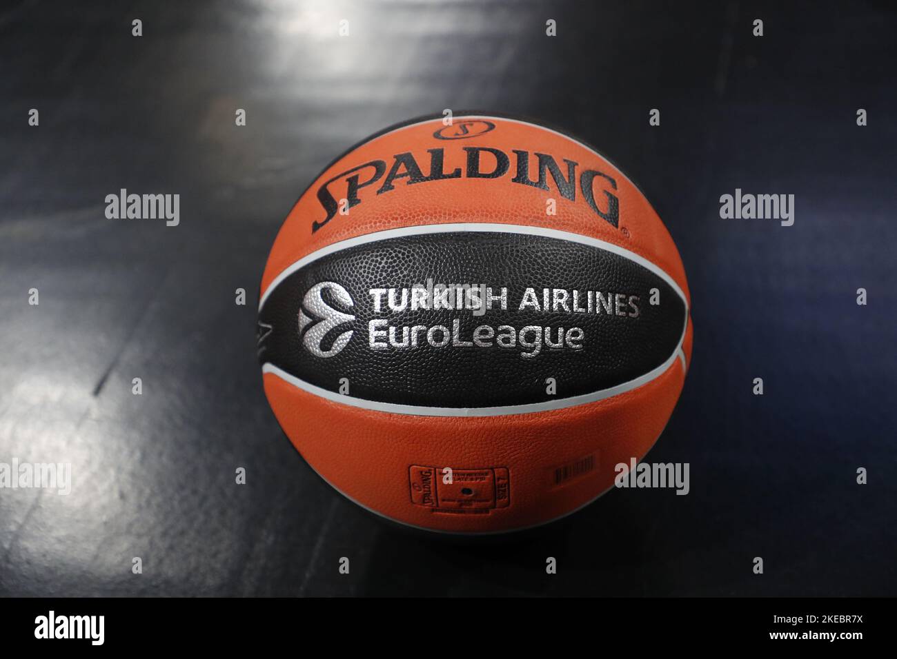 Spielball der EuroLeague während des Euroleague-Basketballspiels der Turkish Airlines zwischen LDLC ASVEL Villeurbanne und Zalgiris Kaunas am 10. November 2022 in Astroballe in Villeurbanne, Frankreich - Foto: Romain Biard/DPPI/LiveMedia Stockfoto