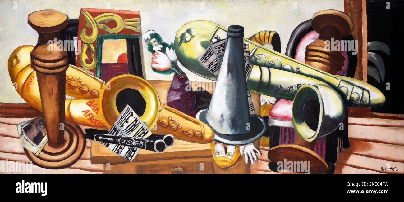Stillleben mit Saxophonen von Max Beckmann (1884-1950), Öl auf Leinwand, 1926 Stockfoto