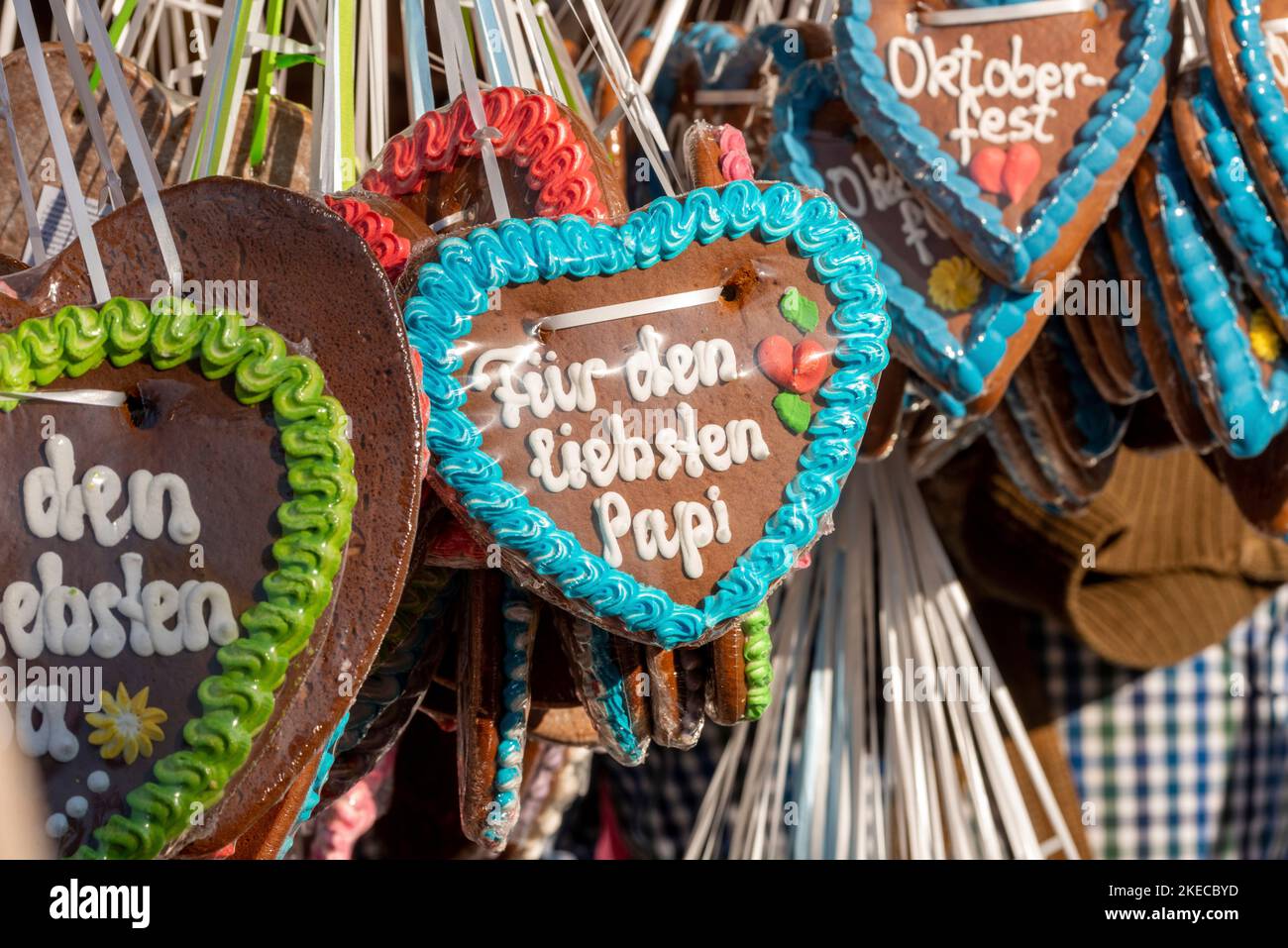 Lebkuchenherzen, Oktoberfest, Wiesn, Volksfest, München Stockfoto