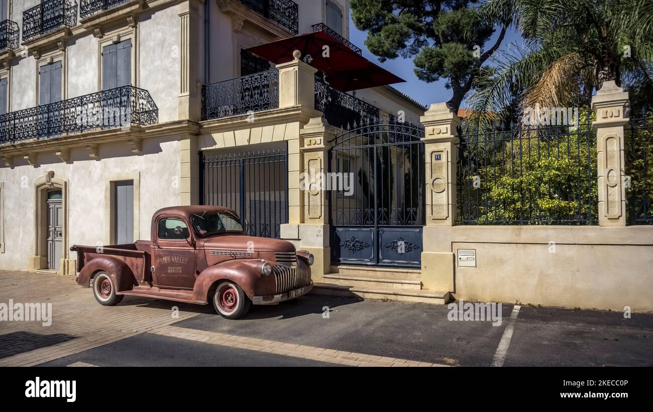 Chevrolet Pickup gebaut zwischen 1941 und 1947 in Capestang. Stockfoto