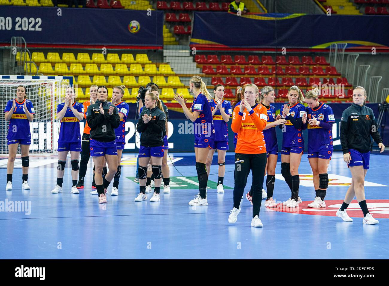 SKOPJE, MAZEDONIEN - 11. NOVEMBER: Spieler der Niederlande während der Hauptrunde - EHF EURO 2022 Spiel zwischen den Niederlanden und Deutschland in der Arena Boris Trajkovski am 11. November 2022 in Skopje, Mazedonien (Foto von Henk Seppen/Orange Picters) NOCNSF Stockfoto