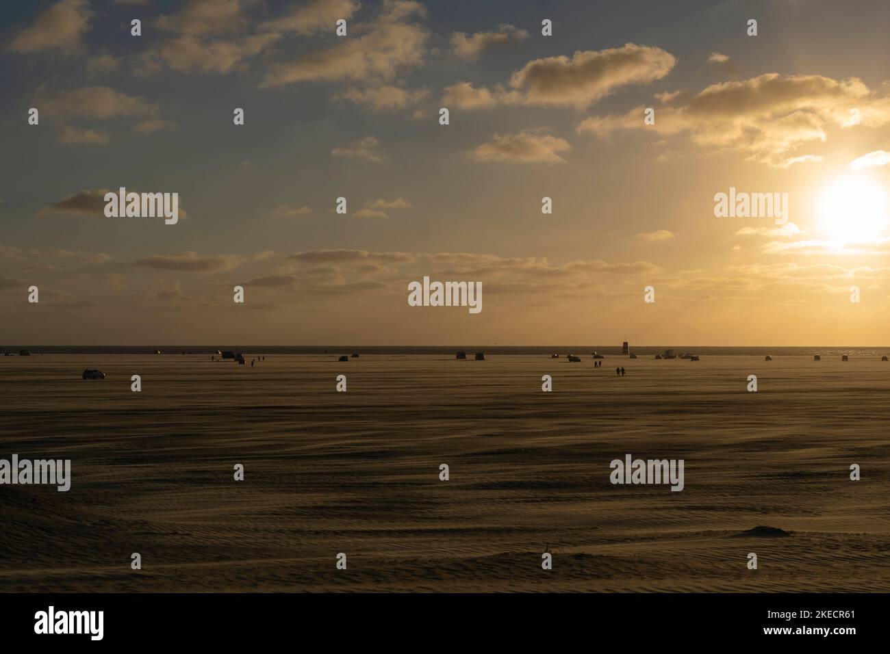 Sonnenuntergang, Strand, Romo, Dänemark, Weite Stockfoto