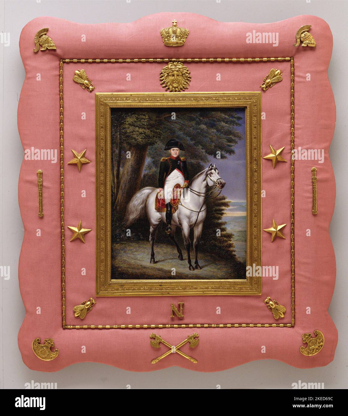 Napoléon I (1769-1821) auf dem Pferderücken. Luigi Marta. 1830. Stockfoto