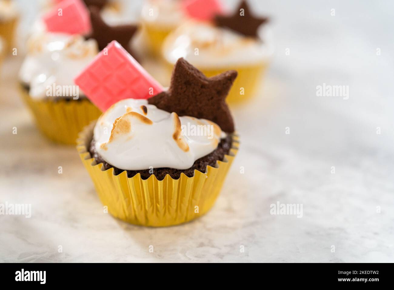 S' mores cupcakes Stockfoto