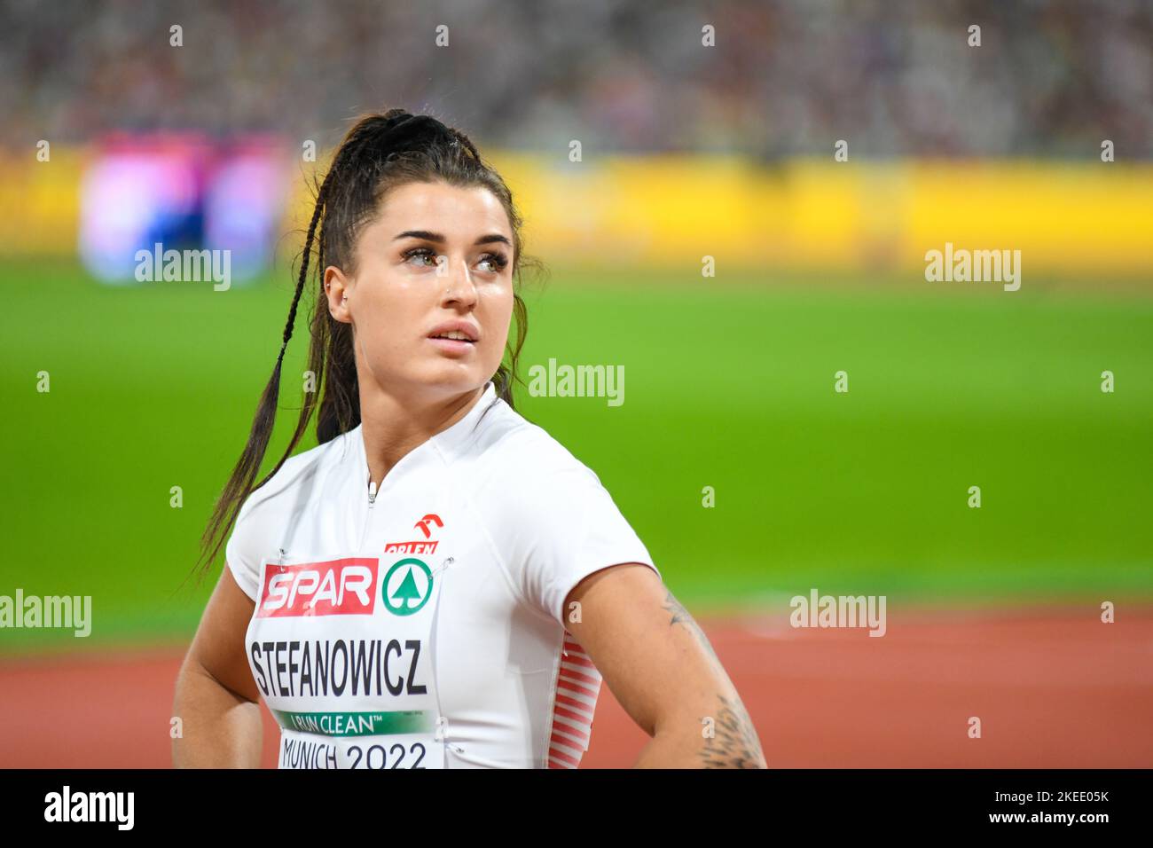Magdalena Stefanowicz (Polen). 100m Frauen Halbfinale. Europameisterschaften München 2022 Stockfoto
