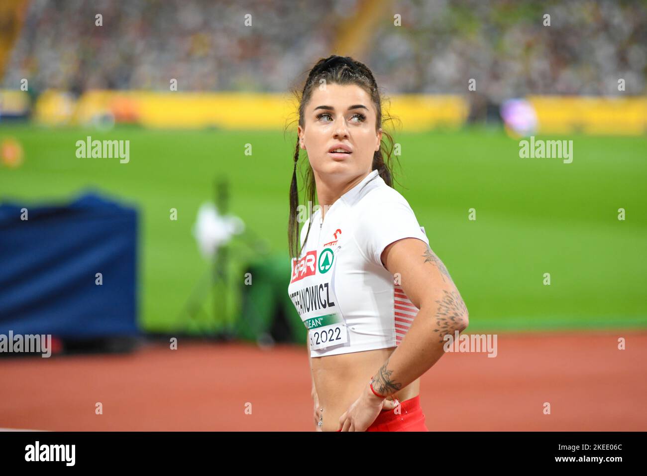 Magdalena Stefanowicz (Polen). 100m Frauen Halbfinale. Europameisterschaften München 2022 Stockfoto