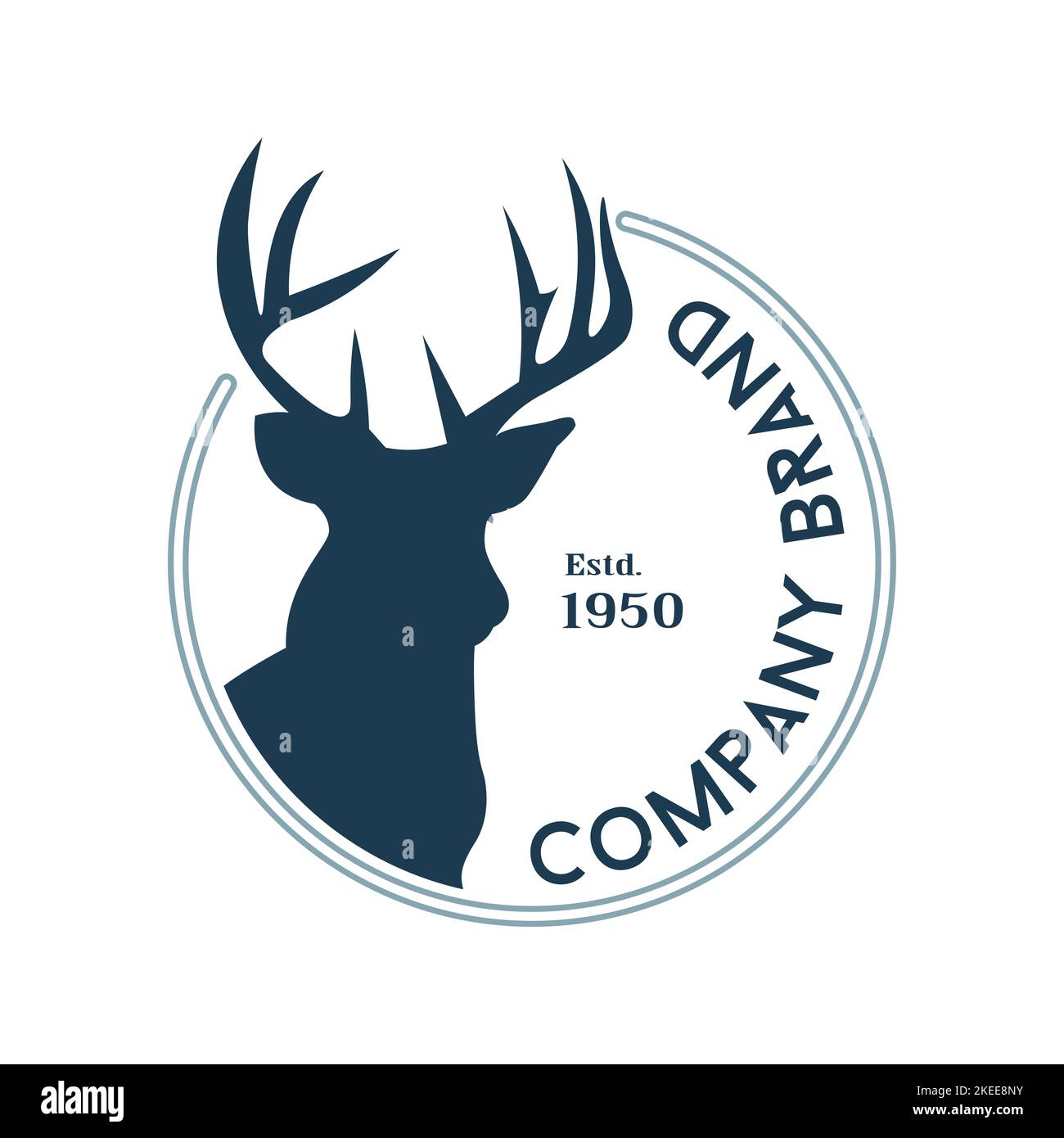 Vintage Deer Brand Logo Illustration Logo Design, lizenzfreies Markenlogo Konzept Stockfoto