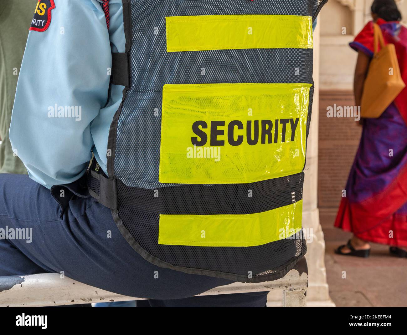NEU-DELHI - SEP 19: Sicherheitspersonal der Polizei in der Straße von Neu-Delhi am 19. September. 2022 in Indien Stockfoto