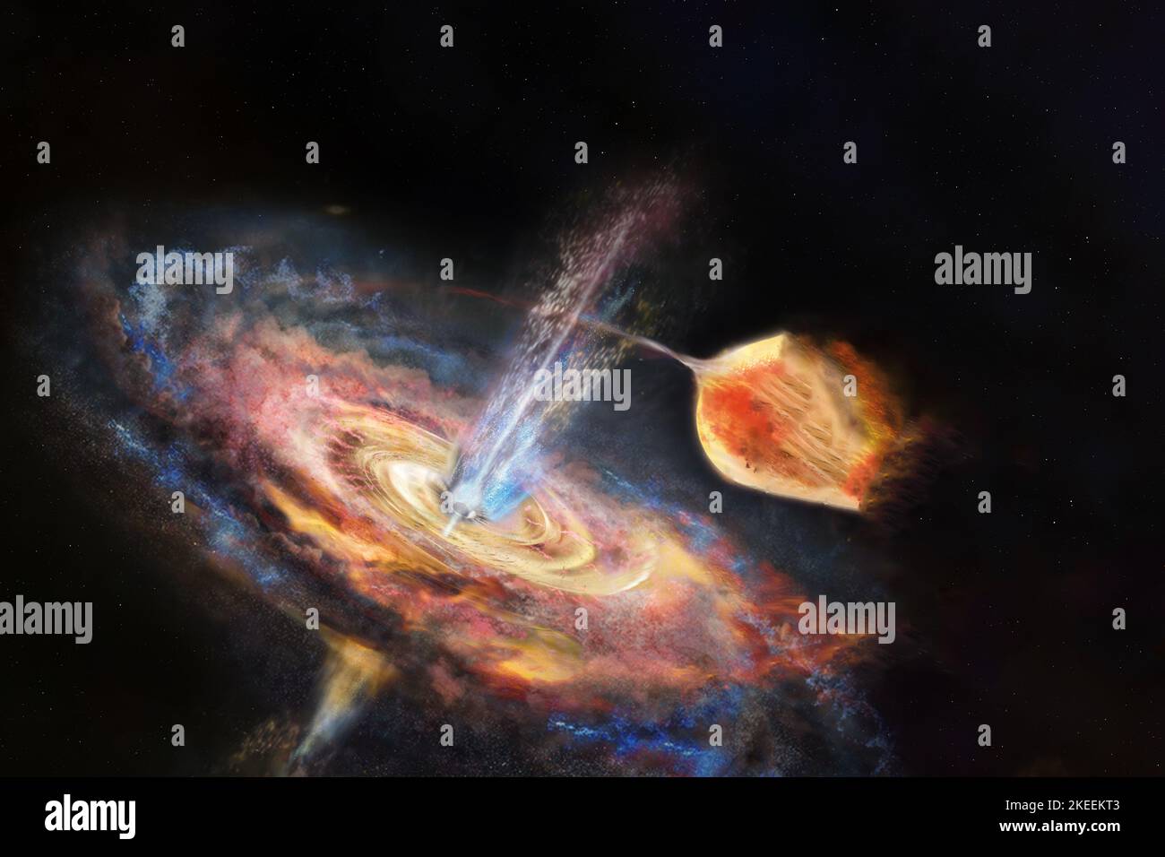 Schwarzes Loch frisst einen Stern. Elemente dieses Bildes, die von der NASA eingerichtet wurden. Stockfoto