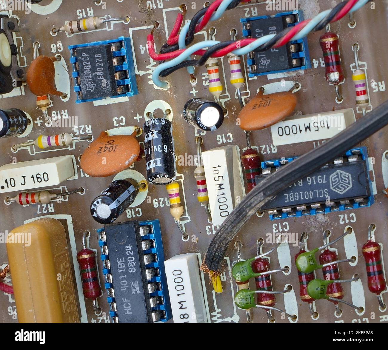 Elektronische Bauteile, die in der Vergangenheit in den USA hergestellt wurden Stockfoto