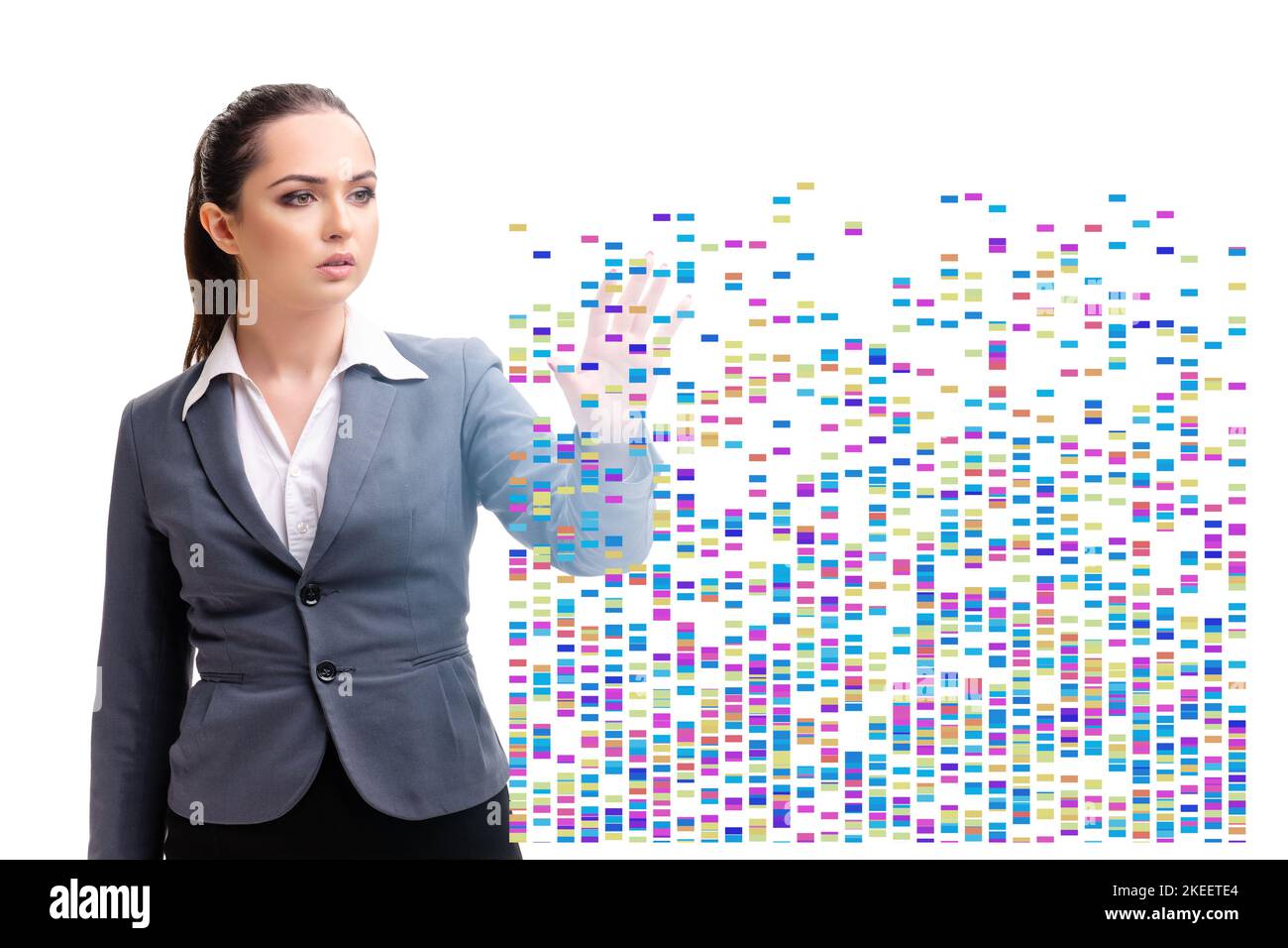 Geschäftsfrau im Genom-Datenkonzept Stockfoto