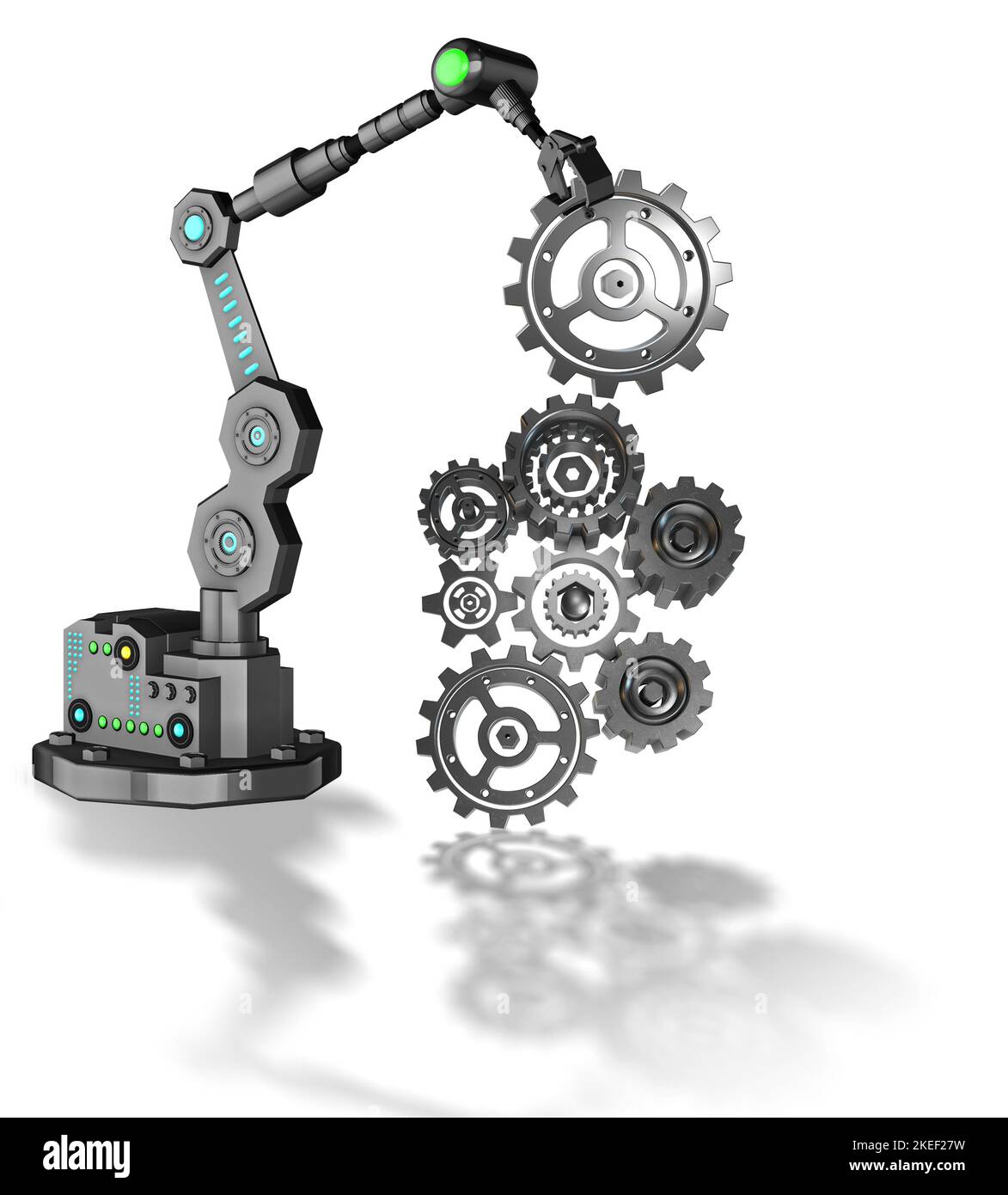 Der Roboter Zahnräder in Verbindung Stockfoto