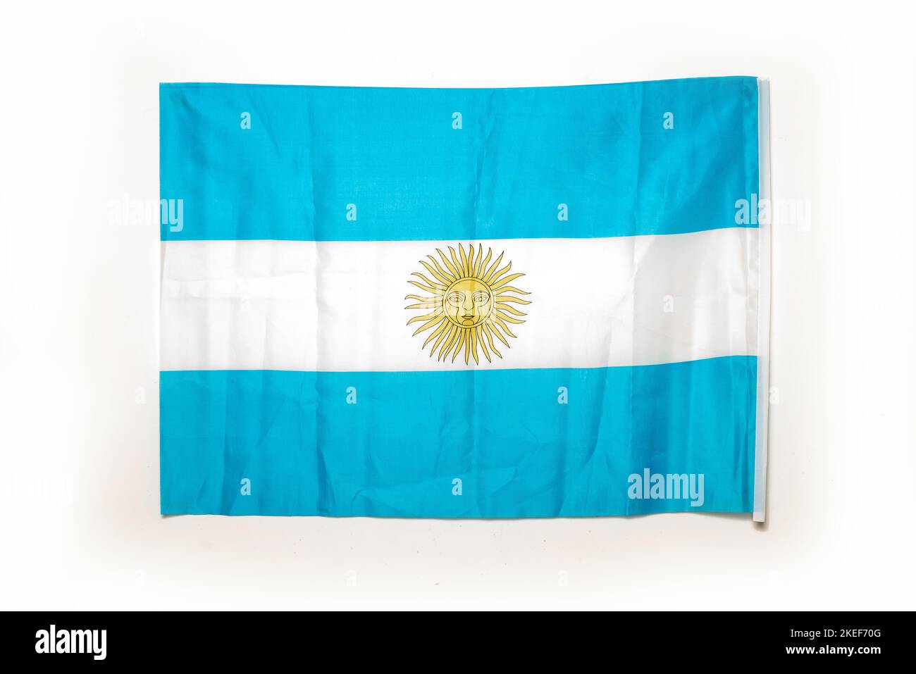 Argentinische Nationalflagge isolierter weißer Hintergrund Stockfoto