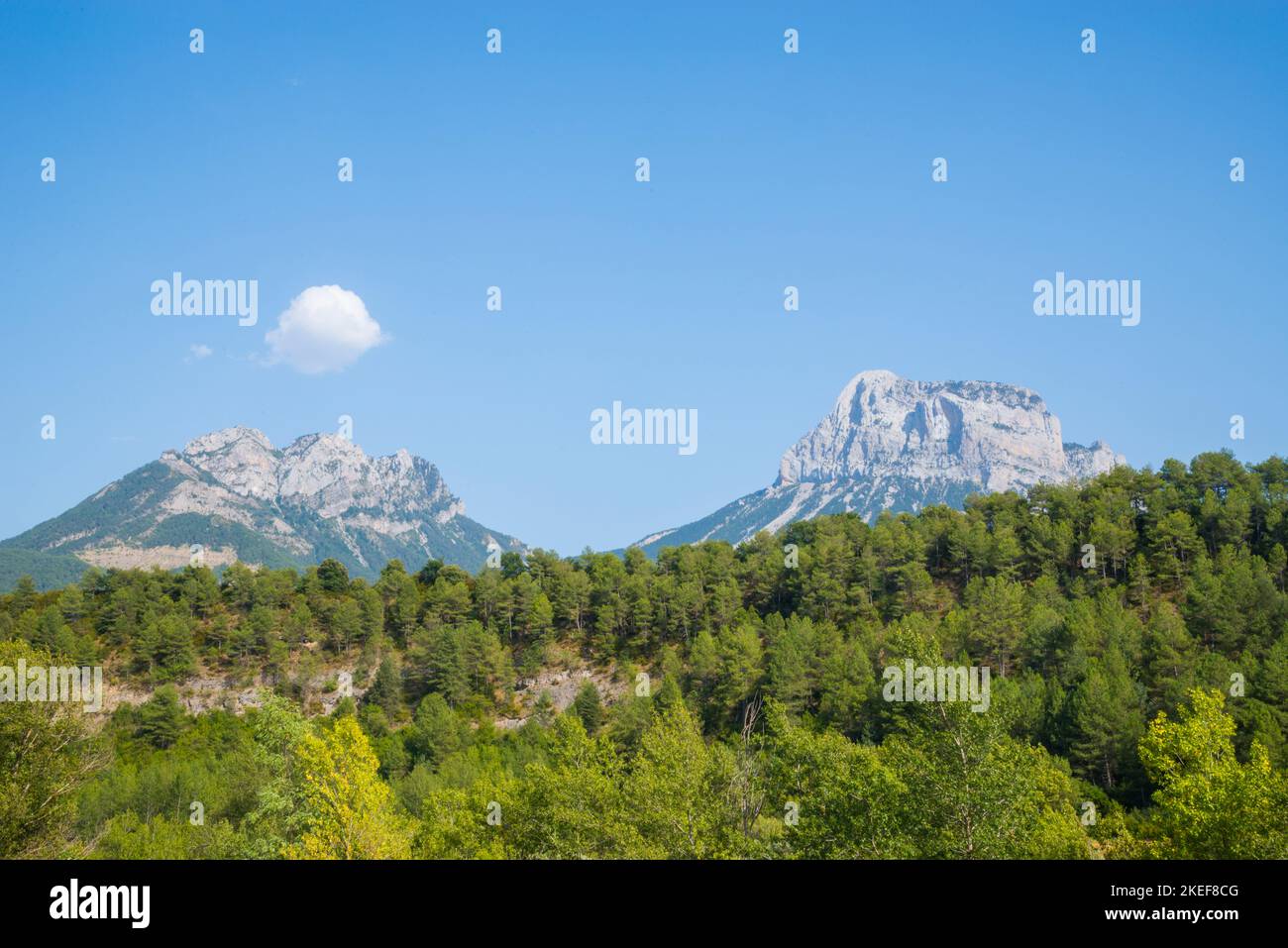 Landschaft. Ainsa, Provinz Huesca, Aragon, Spanien. Stockfoto