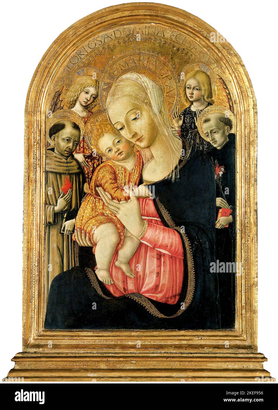 Matteo di Giovanni, Madonna mit Kind und Engeln und Heiligen, um 1470-1473, Tempera an der Tafel, Cincinnati Art Museum, USA Stockfoto