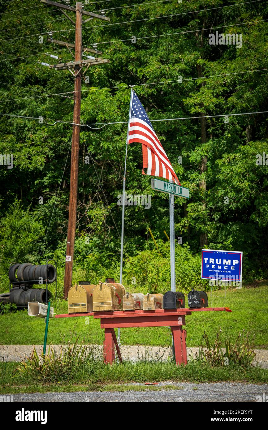 Amerikanische Wahlen - Ausdrücke in "Trump Town" Boonesmill, Virginia Stockfoto