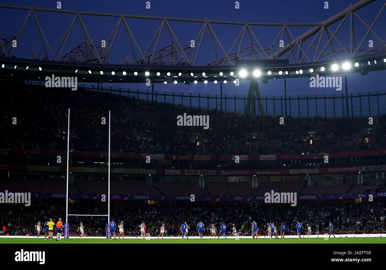 Ein allgemeiner Überblick über die Action während des Halbfinalspiels der Rugby League im Emirates Stadium, London. Bilddatum: Samstag, 12. November 2022. Stockfoto