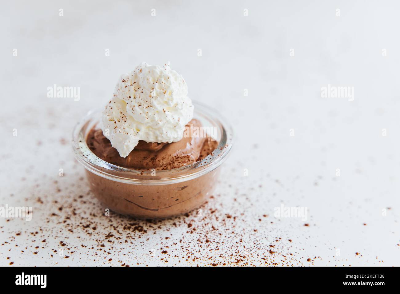 Eine Nahaufnahme eines köstlichen Schokoladenmousse Stockfoto