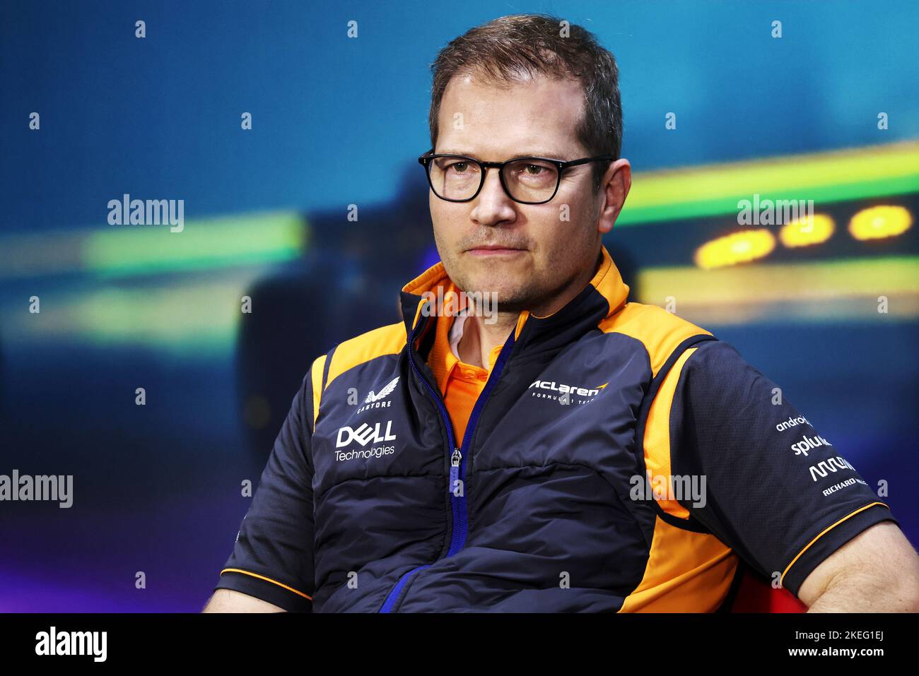 FIA Pressekonferenz mit Andreas Seidl, McLaren Managing Director, Portrait während der Formel 1 Heineken Grande Premio de São Paulo 2022, Sao Paulo Grand Prix Grand Prix 2022, 21. Lauf der FIA Formel 1 Weltmeisterschaft 2022 vom 11. Bis 13. November 2022 auf dem Interlagos Circuit, In Sao Paulo, Brasilien - Foto DPPI Stockfoto