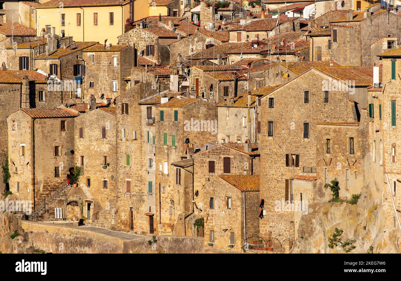 Blick auf die Altstadt von Pitigliano - Little Jerusalem, Toskana, Italien Stockfoto