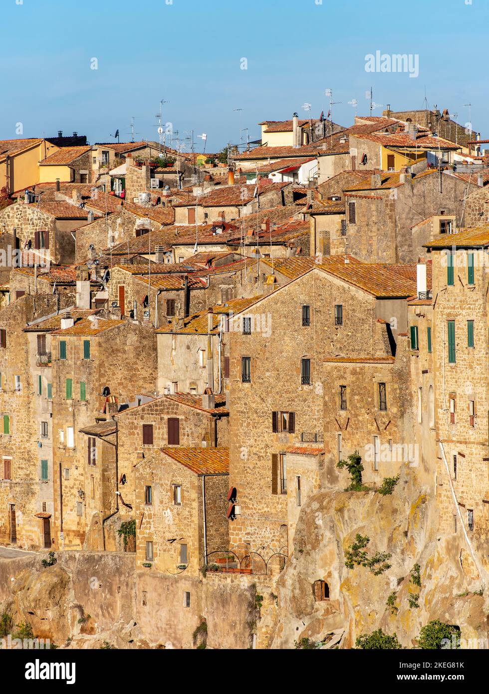 Blick auf die Altstadt von Pitigliano - Little Jerusalem, Toskana, Italien Stockfoto