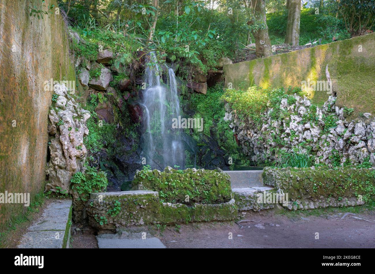 Pisoes Wasserfall - Sintra, Portugal Stockfoto