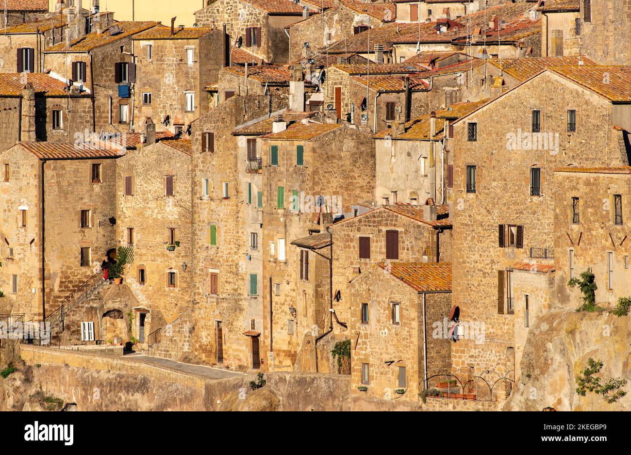Blick auf die Altstadt von Pitigliano - Little Jerusalem, Toskana, Italien Stockfoto