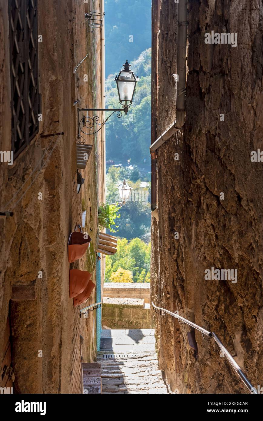 Altstadt Von Pitigliano - Jüdisches Ghetto Kleines Jerusalem, Toskana, Italien Stockfoto