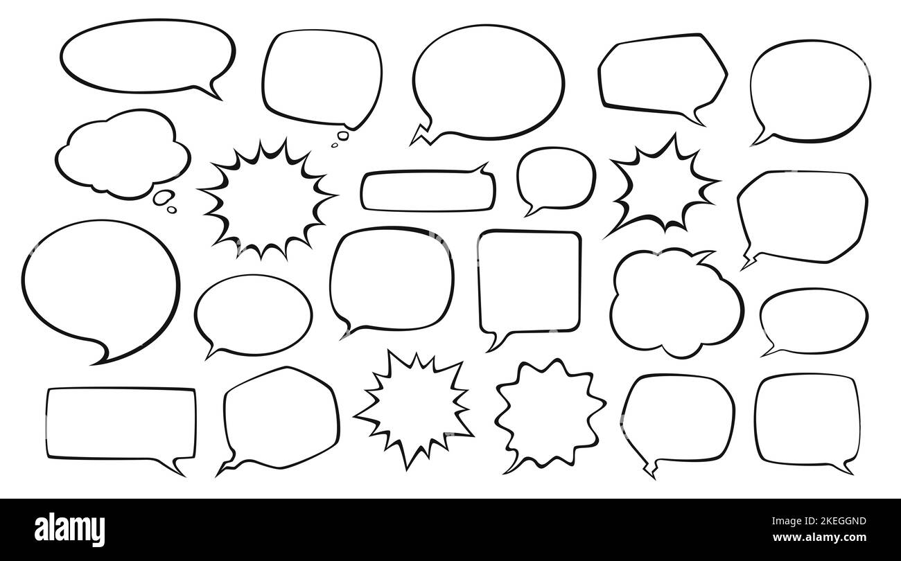 Cartoon Rede Blasen und Gedanken gesetzt Stockfoto