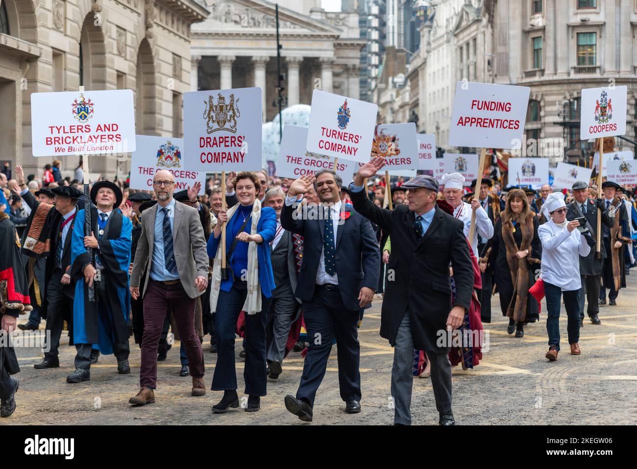 Hochrangige Livree-Unternehmen bei der Lord Mayor's Show Parade in der City of London, Großbritannien Stockfoto