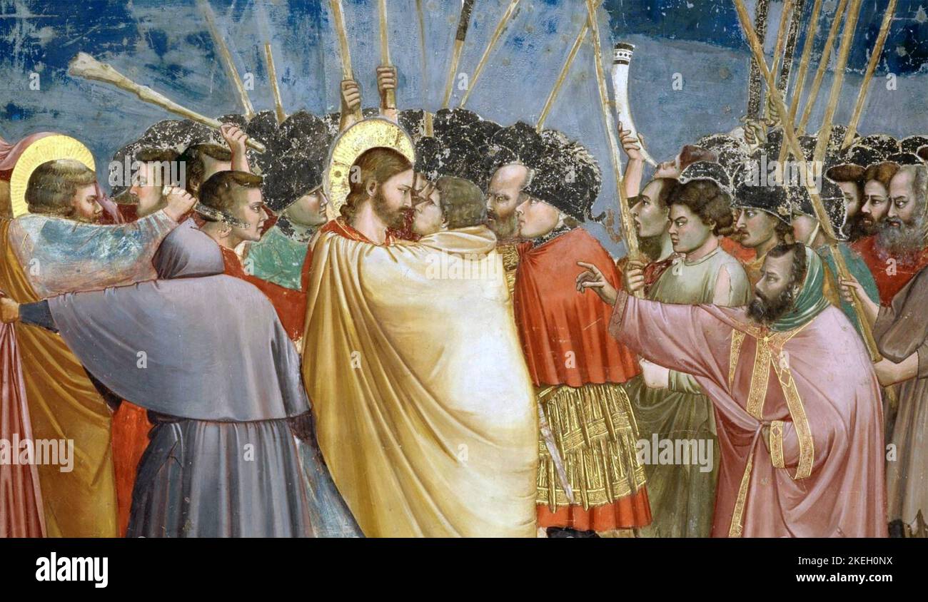 DIE VERHAFTUNG CHRISTI durch Giotto di Bondone *c 1267-1337) Stockfoto