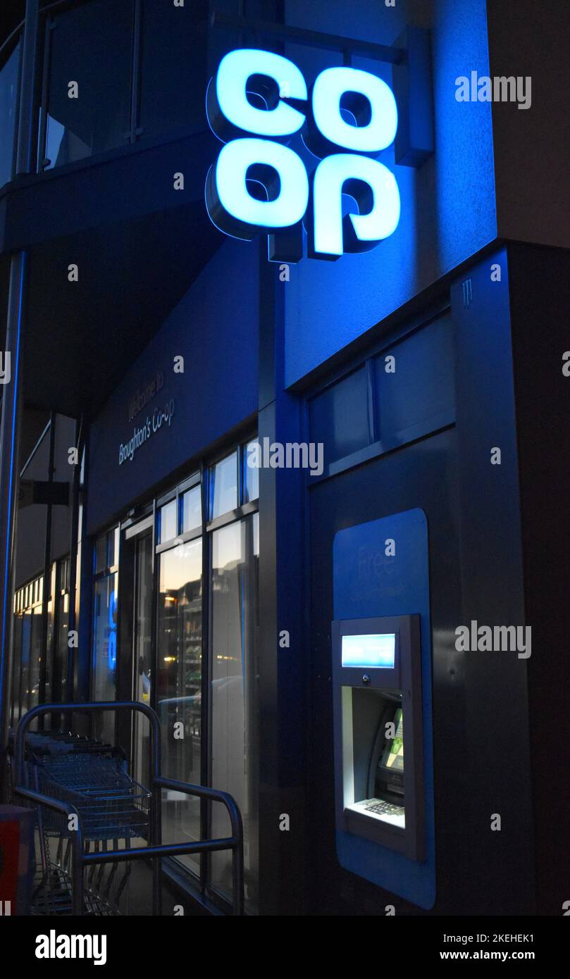 Das Co-op-Logo. Die Co-op war im April 2025 Gegenstand eines Cyberangriffs. Stockfoto