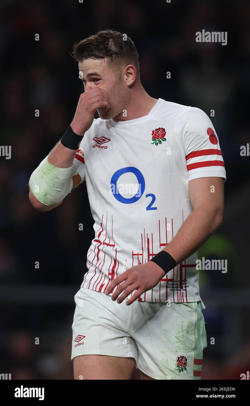 London ENGLAND - November 12: Englands Freddie Steward beim Spiel der Autumn International Series zwischen England und Japan im Twickenham Stadium, Stockfoto