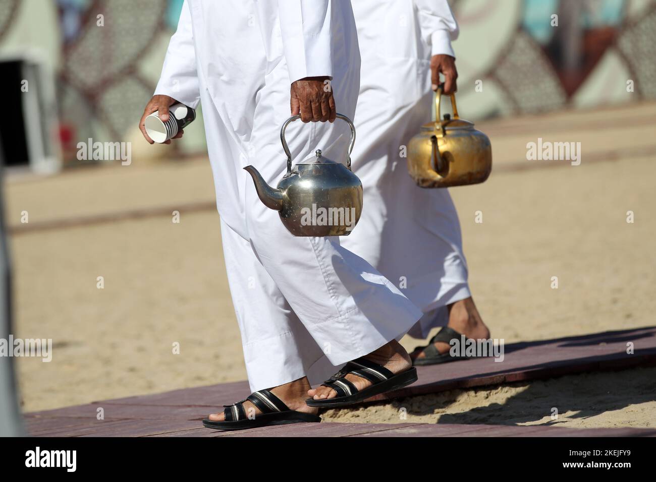 Die Al-Gannas Society organisiert das 6. Internationale Falken- und Jagdfestival von Katar im Marmi-Gebiet in sealine Falkenjagd in Katar © diebilderwelt / Alamy Stock Stockfoto