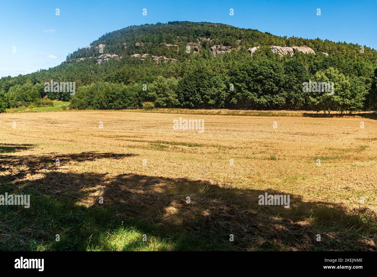 Vlhost Hügel in CHKO Kokorinsko - Machuv kraj in der Tschechischen republik während schönen Sommertag Stockfoto