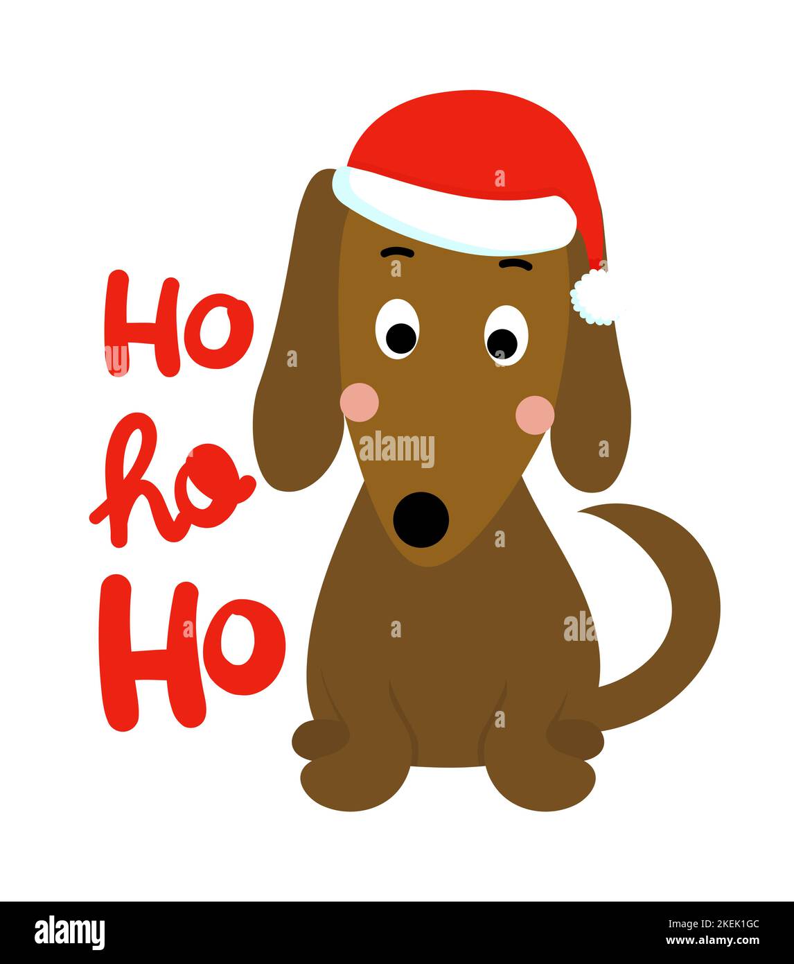 ho ho ho Dachshund - Kalligrafie Phrase für Weihnachten. Handgezeichnete Schriftzüge für Weihnachtskarten, Einladung. Gut für T-Shirt, Becher, Geschenk, Druck Stock Vektor
