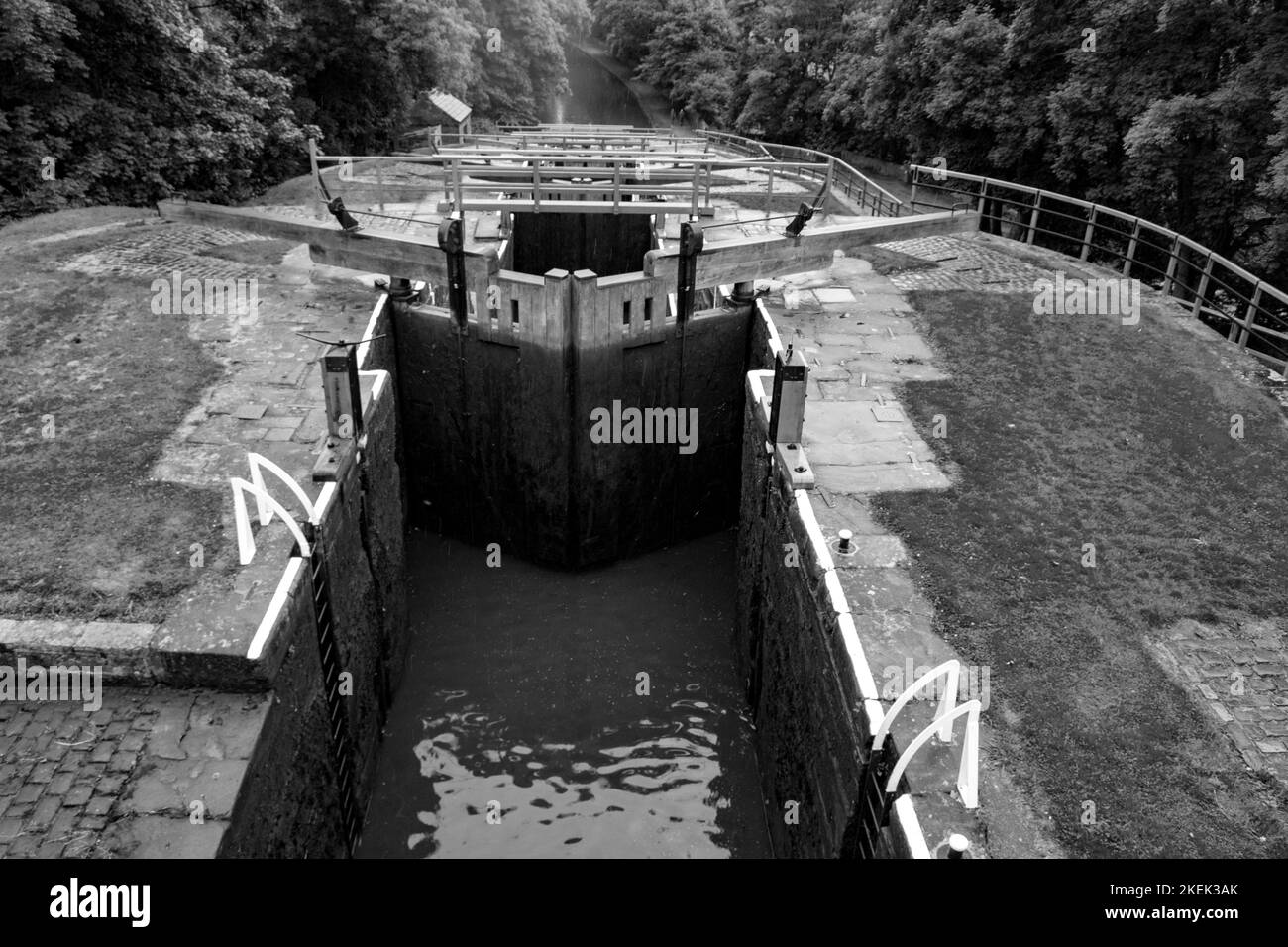 Bingley fünf-Rise-Schleusen auf dem Leeds Liverpool Canal Stockfoto