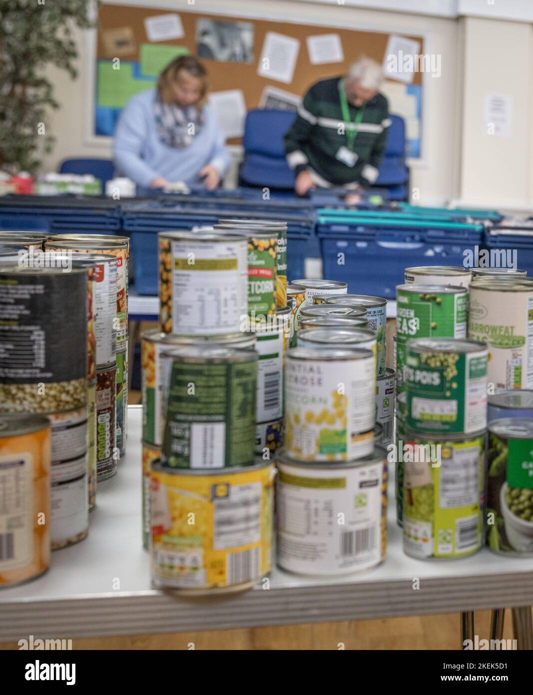 Der Trussell Trust berichtet von seiner größten Zeit aller Zeiten, in der mehr als 1,3 Millionen Lebensmittelpakete für Notfälle an Menschen in Armut in ganz Großbritannien verteilt wurden Stockfoto