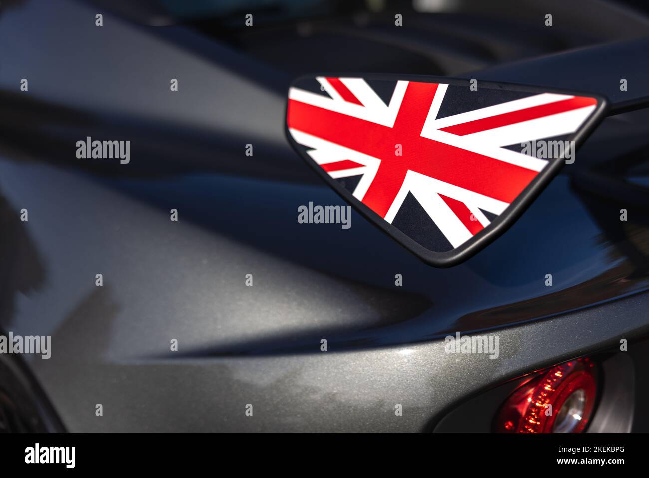 Lotus Elise S Cup Union Jack Heckflügel Stockfoto