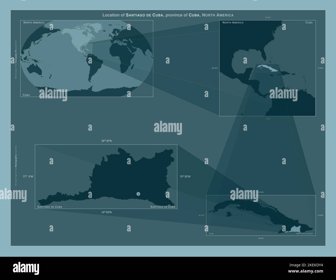 Santiago de Cuba, Provinz Kuba. Diagramm, das die Position der Region