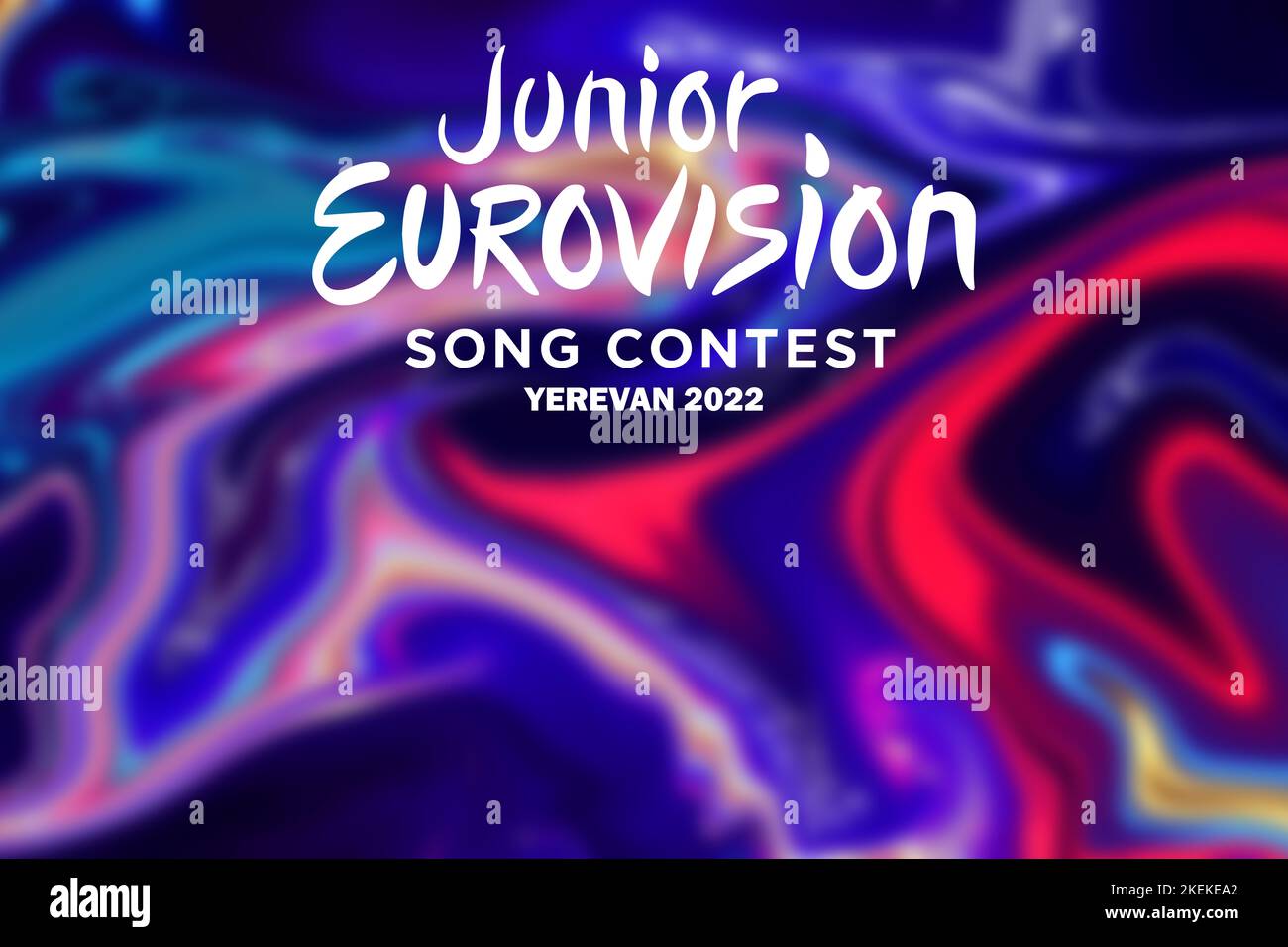 Junior Eurovision 2022, Armenian Junior Eurovision in Jerewan, Banner Eurovision Stockfoto