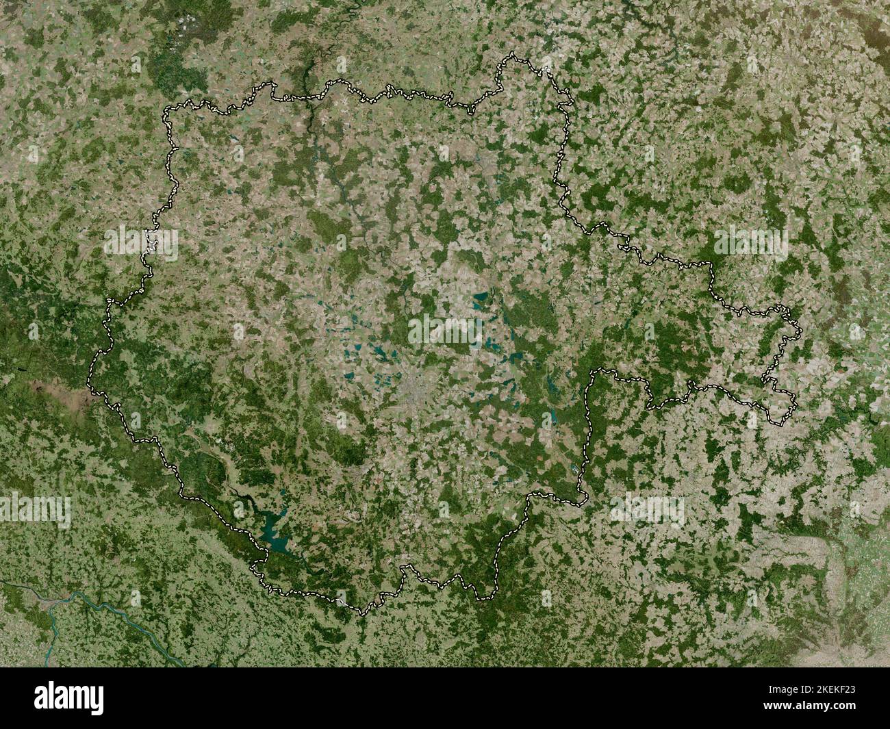 Jihocesky, Region der Tschechischen Republik. Hochauflösende Satellitenkarte Stockfoto