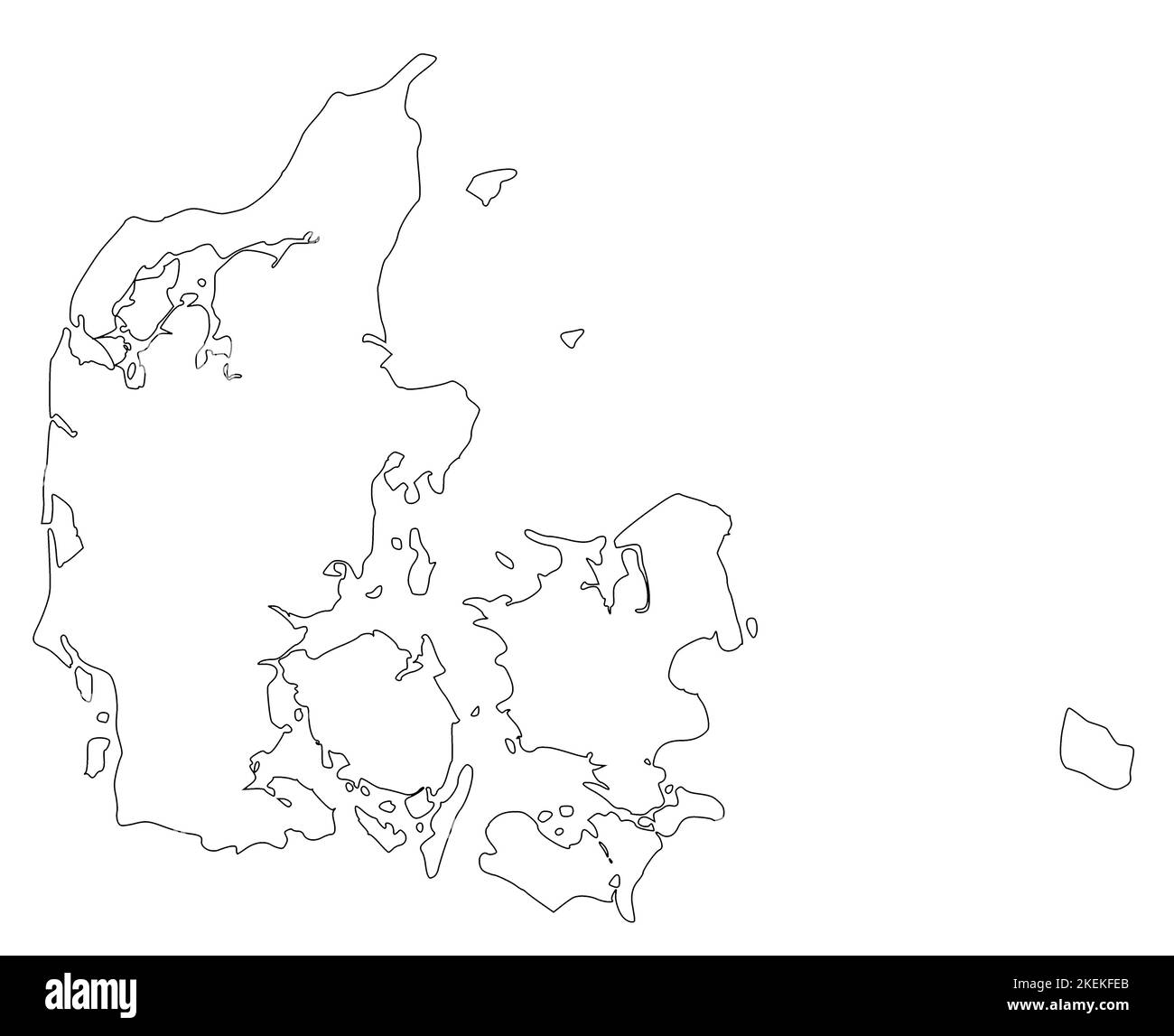 Landkarte von Dänemark mit weißer Farbe gefüllt Stockfoto