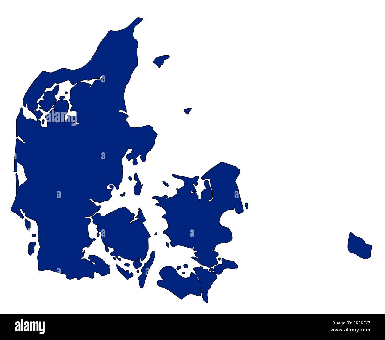 Landkarte von Dänemark gefüllt mit blauer Farbe Stockfoto