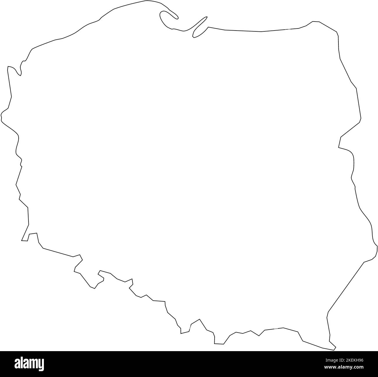 Karte von Polen mit weißer Farbe gefüllt Stockfoto