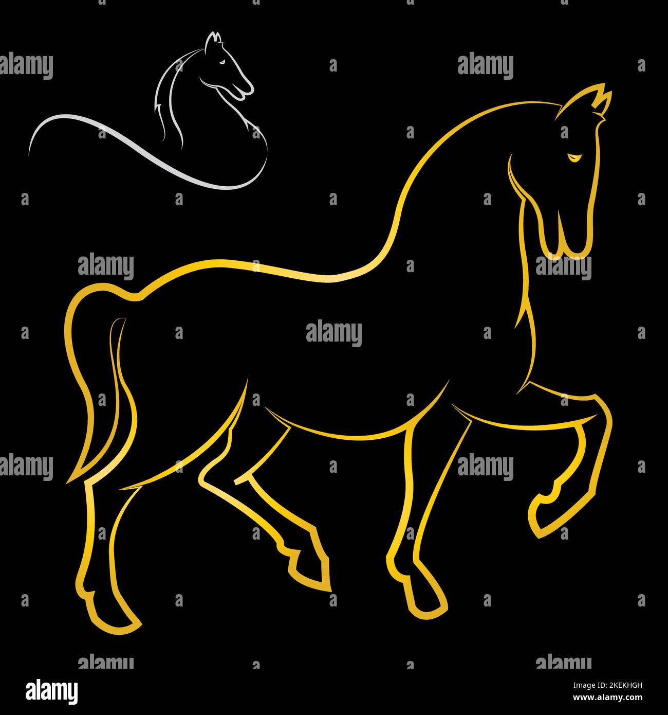 Vektorbild eines Pferdes auf weißem Hintergrund. Leicht editierbare Vektorgrafik mit Ebenen. Tiere. Stock Vektor