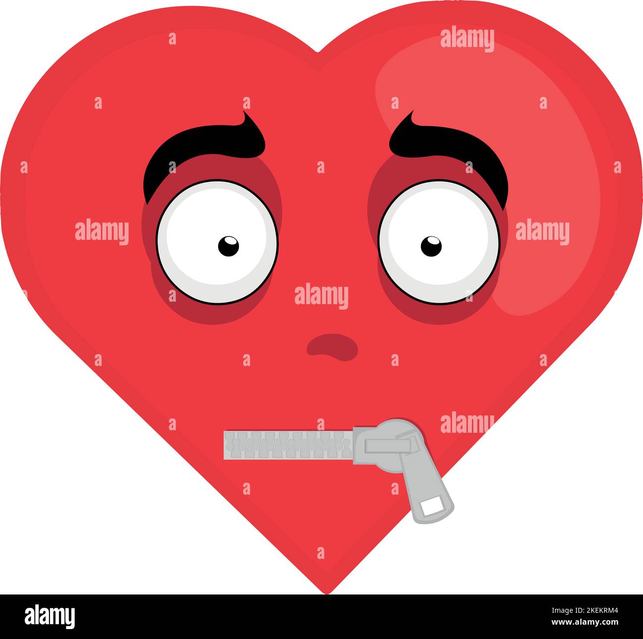 Vektor Cartoon Figur Illustration eines Herzens mit einem Reißverschluss im Mund Stock Vektor